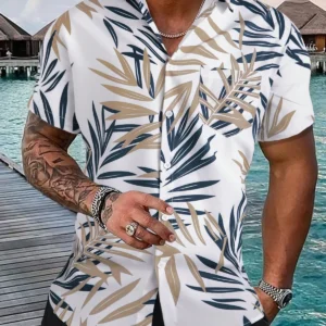 Camisa con estampado de plantas. Talla: XL