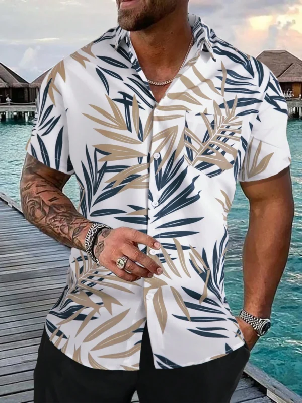 Camisa con estampado de plantas. Talla: XL