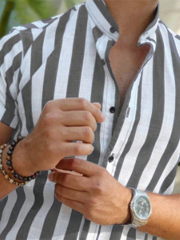 Camisa de rayas verticales cuello mao. Talla M - Imagen 3
