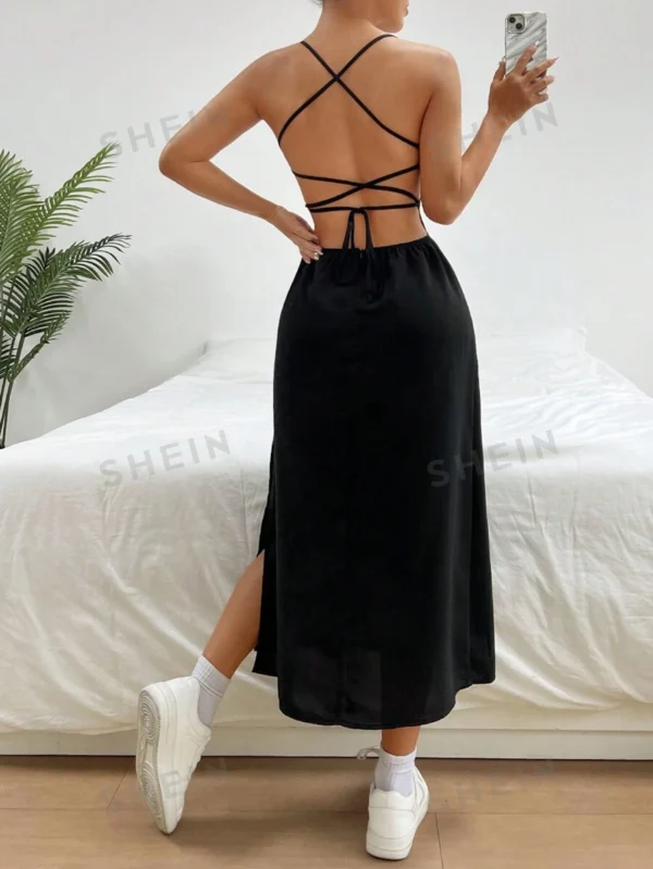 Vestido cami con espalda de tiras y abertura en pierna. Talla S - Imagen 2
