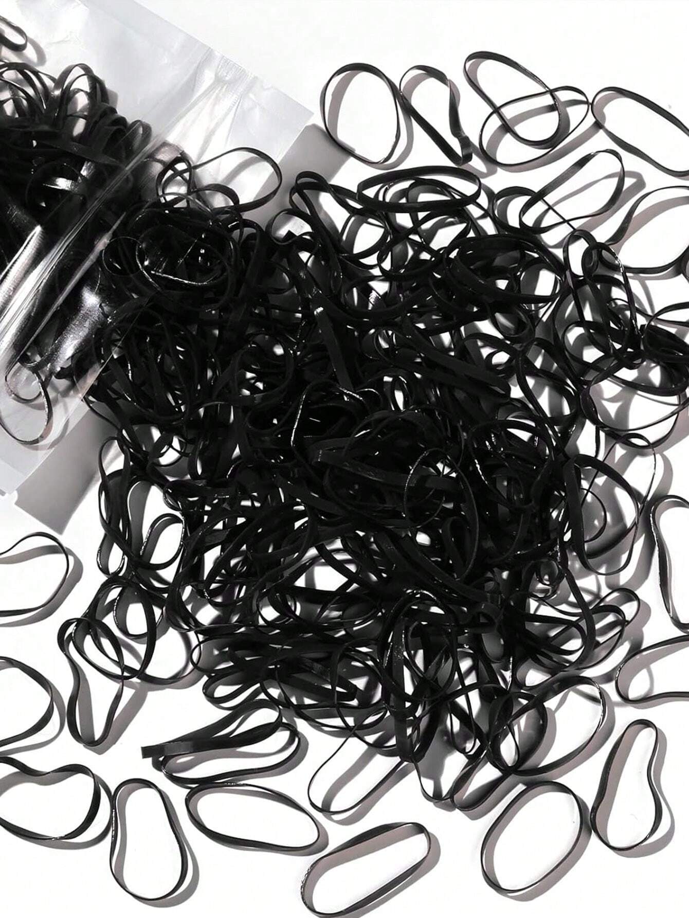 100 piezas de ligas para cabello, bandas elásticas pequeñas. Negro