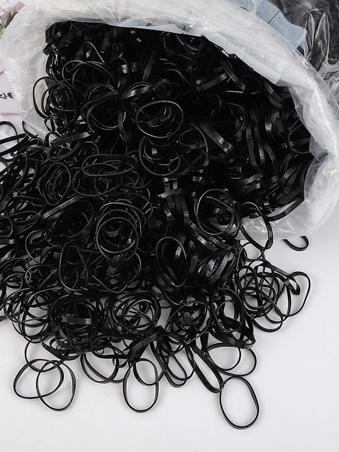 100 piezas de ligas para cabello, bandas elásticas pequeñas. Negro - Imagen 2