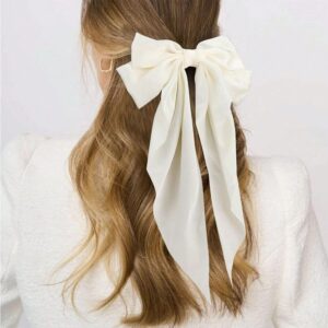 Lazo blanco para el cabello con broche para damas y niñas