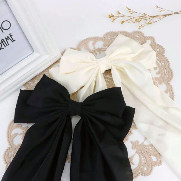 Lazo blanco para el cabello con broche para damas y niñas - Imagen 2