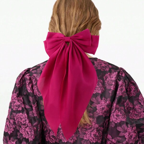 Lazo rosa fucsia para el cabello con broche para damas y niñas