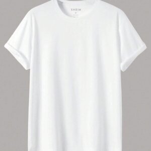 Camiseta blanca de manga corta con cuello redondo para hombre. Talla M