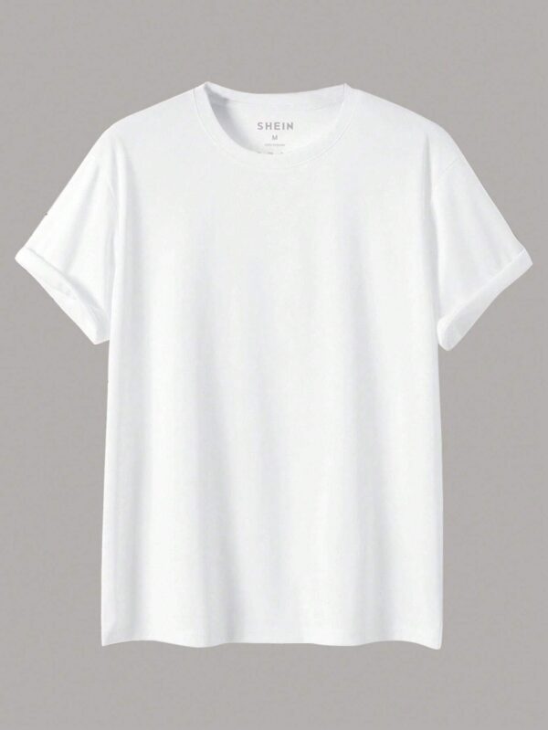 Camiseta blanca de manga corta con cuello redondo para hombre. Talla M