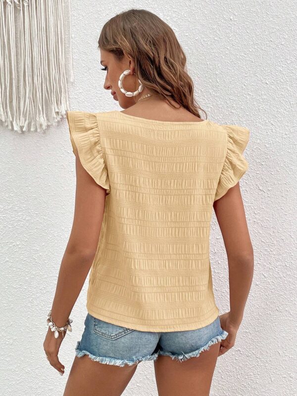 Blusa con cuello cuadrado y manga volante. Talla XS - Imagen 2