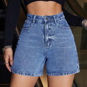 Pantalones cortos de mezclilla para mujer con bolsillos. Talla 9/11