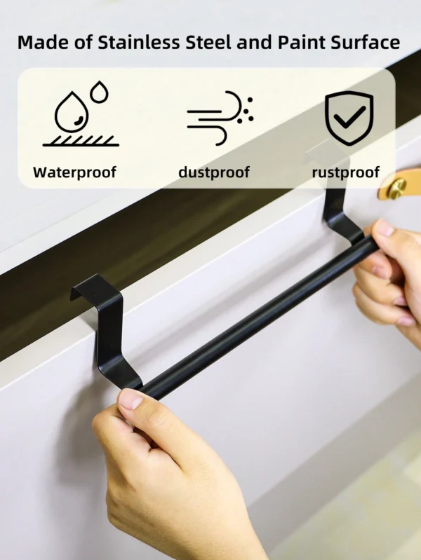 Porta toalla para estante, puerta, cajones de cocina o armario sin perforaciones. - Imagen 2