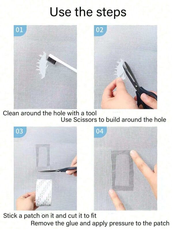 1 rollo de fuerte cinta adhesiva para reparación de pantalla de ventana, repara desgarros y pantallas de insectos - Imagen 4