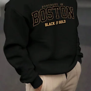 Sudadera de cuello redondo y estampado de Boston. Talla XL
