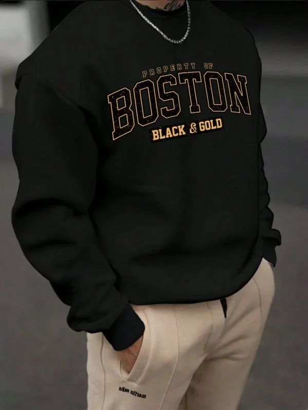 Sudadera de cuello redondo y estampado de Boston. Talla XL