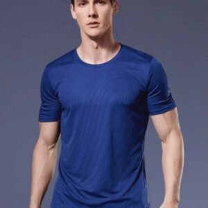 Camiseta transpirable deportiva para hacer ejercicio físico, color azul. Talla XXL