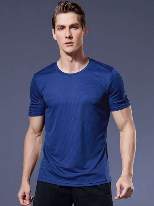 Camiseta transpirable deportiva para hacer ejercicio físico, color azul. Talla XXL