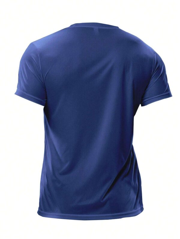 Camiseta transpirable deportiva para hacer ejercicio físico, color azul. Talla XXL - Imagen 2
