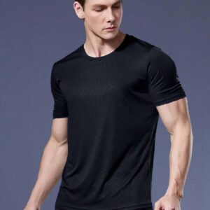 Camiseta transpirable deportiva para hacer ejercicio físico, color negro. Talla XXL