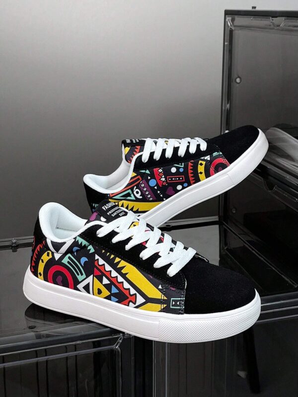 Tenis unisex con estampado geométrico personalidad y versatilidad, ligeros y antideslizantes. #4