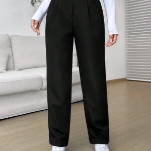 Pantalones de pierna recta con cintura alta. Talla XS