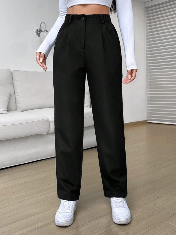 Pantalones de pierna recta con cintura alta. Talla XS