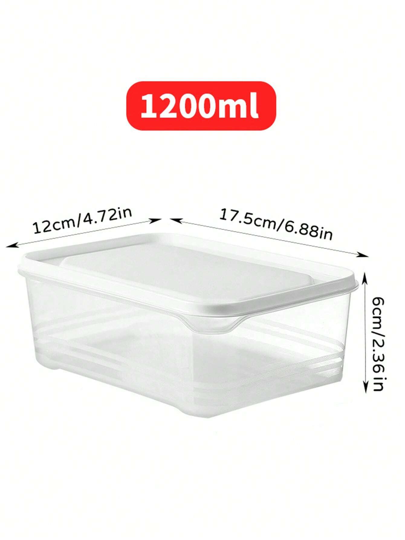 4 Contenedores de almacenamiento de alimentos para refrigerador, rectangular - Imagen 2