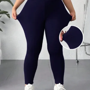 Leggings diarios casuales/deportivos para talla curvy, azul marino. Talla 3XL