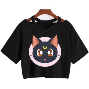 Crop top estampado gato anime. Talla S