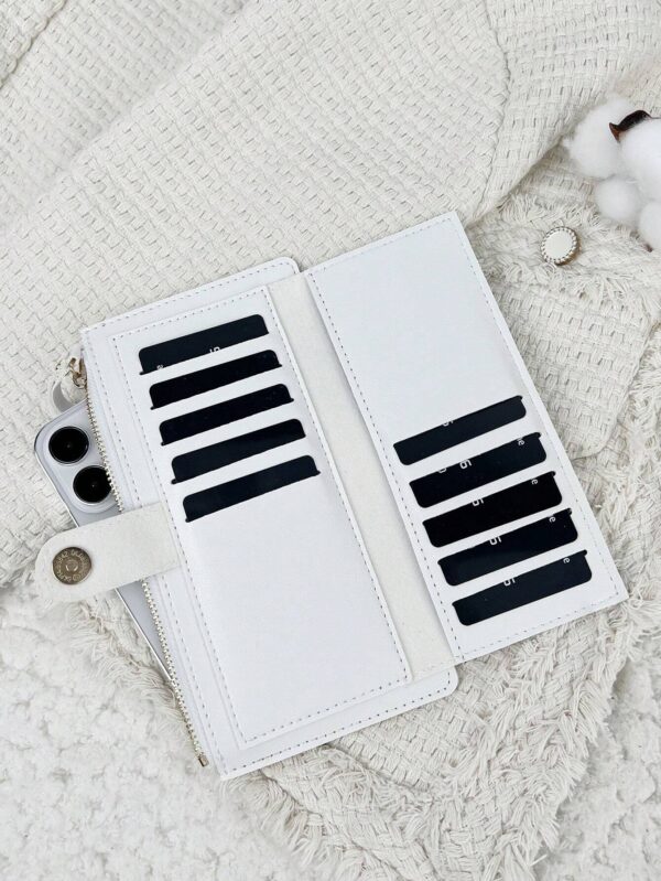 Cartera plegable de gran capacidad con botón. Blanco - Imagen 2