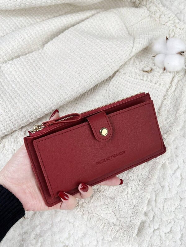 Cartera plegable de gran capacidad con botón. Vino
