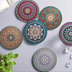 Porta vaso mandala colores 6 pzas