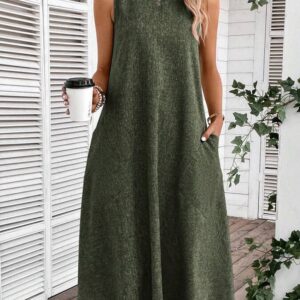 Vestido sin mangas color verde